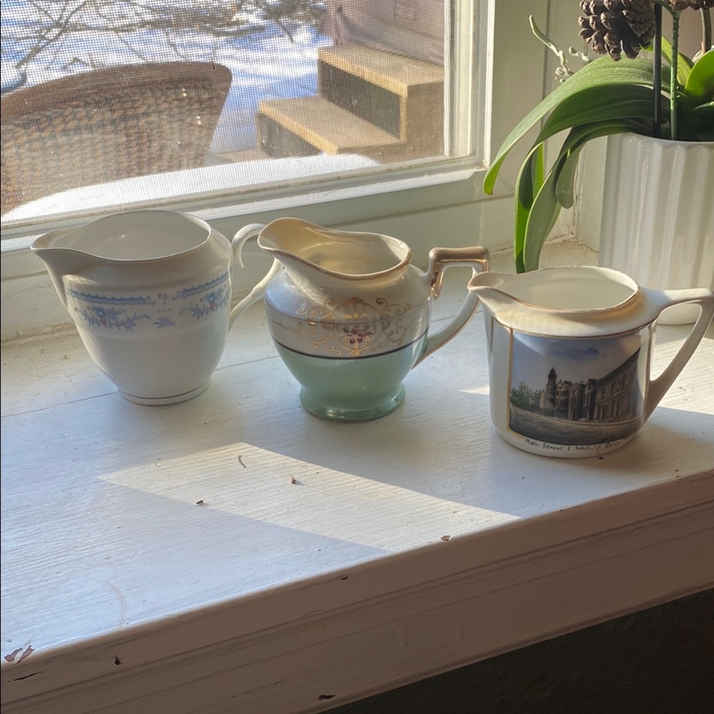 Vintage Ceramic Creamer Set - Floral and Scenic Designs